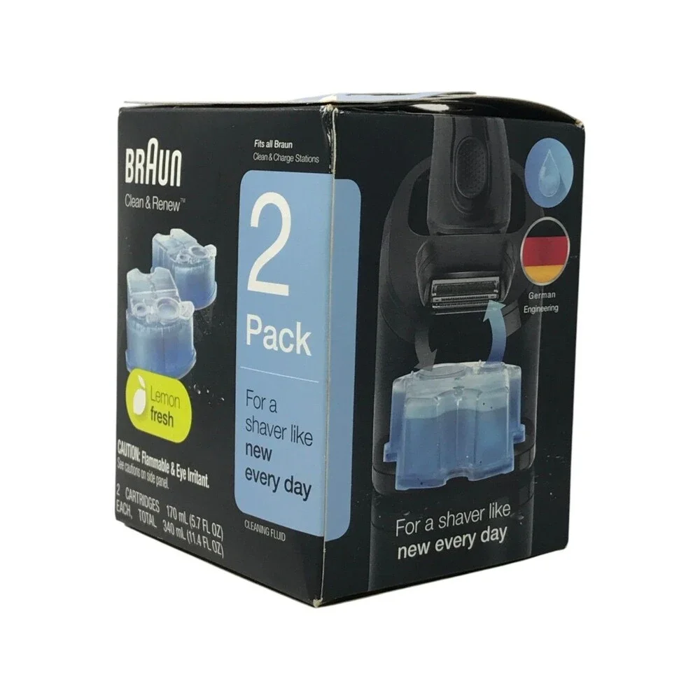 Braun CCR2 Type 5331 Clean & Renew Shaver Cleaning Cartridges Lemon Fresh 2-Pack